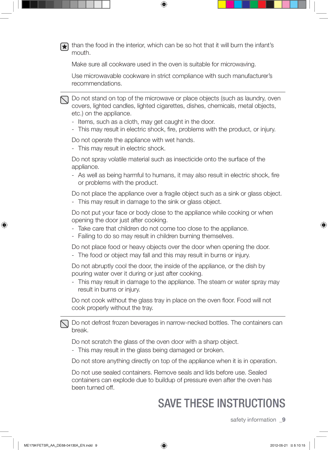 Samsung ME179KFETSR user manual Safety information 