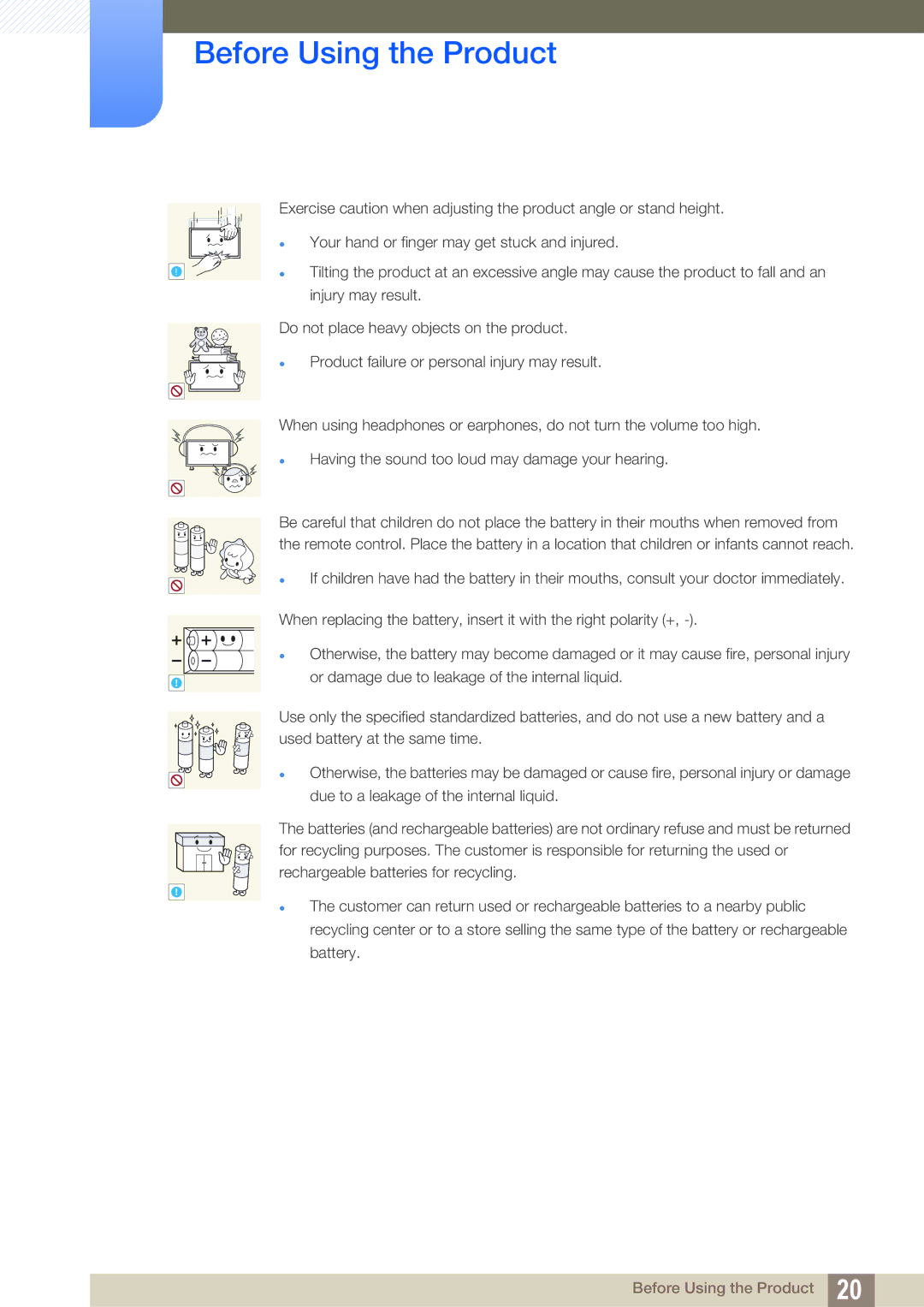 Samsung ME46B, ME40B, ME32B, ME55B, UE55A, UE46A user manual Before Using the Product 