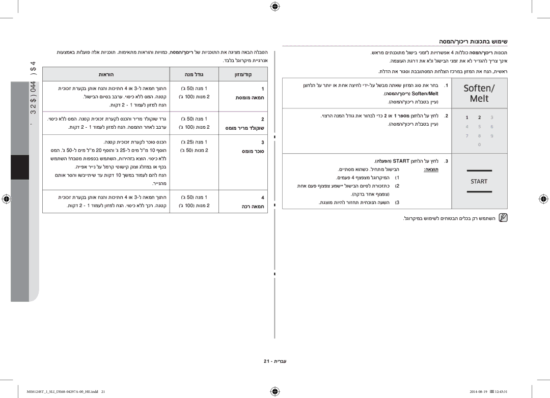 Samsung ME6124ST-1/SLI manual הסמה/ךוכיר תונוכתב שומיש 