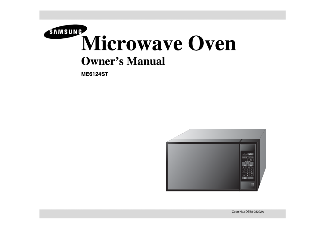 Samsung ME6124ST owner manual Microwave Oven 