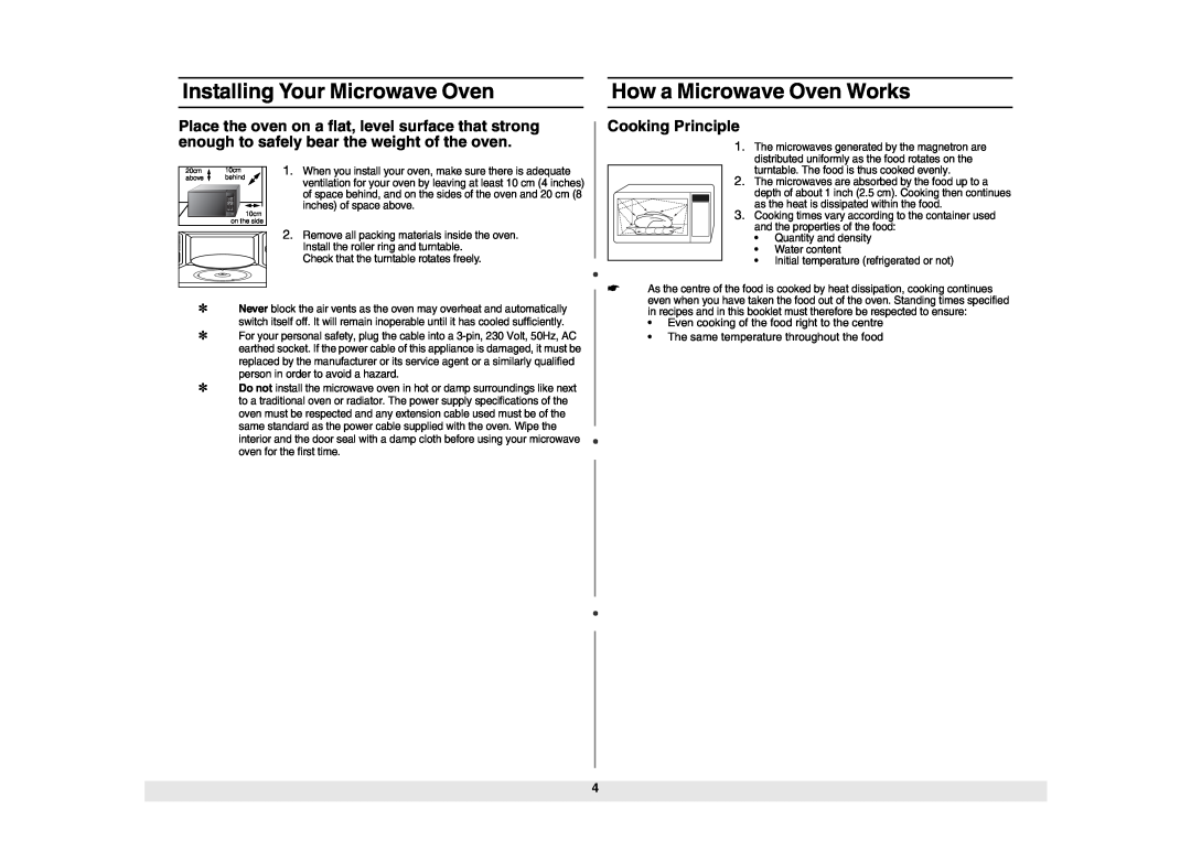 Samsung ME6124ST owner manual Installing Your Microwave Oven, How a Microwave Oven Works, Cooking Principle 