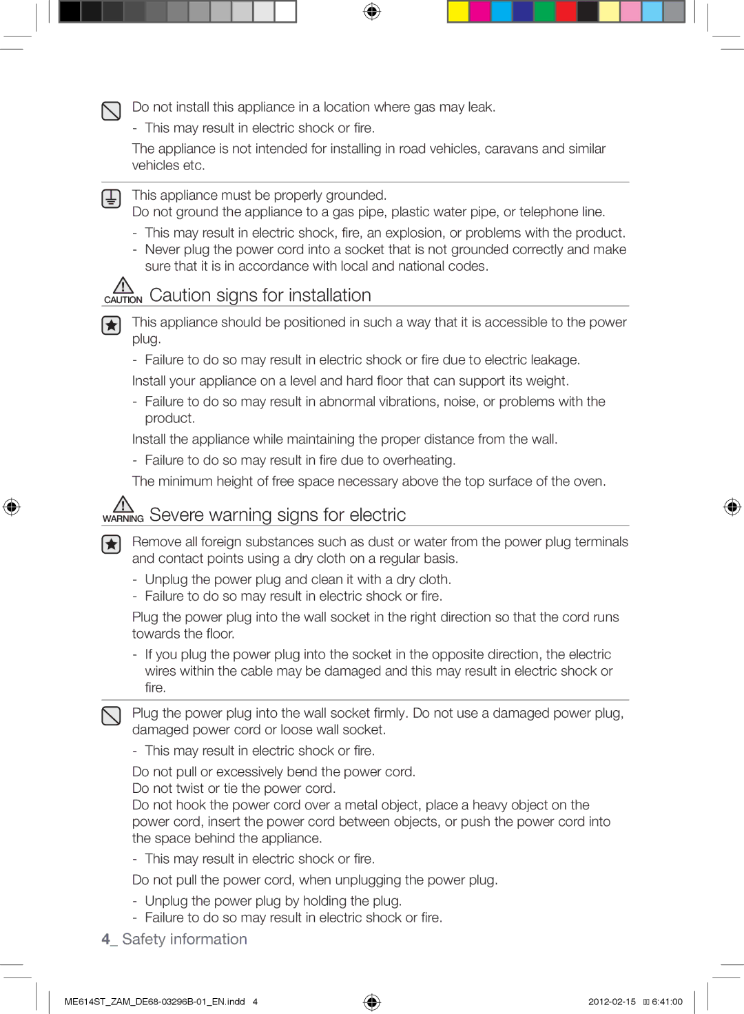 Samsung ME614ST/ZAM manual Safety information 