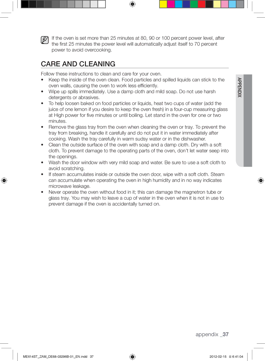 Samsung ME614ST/ZAM manual Care and Cleaning 