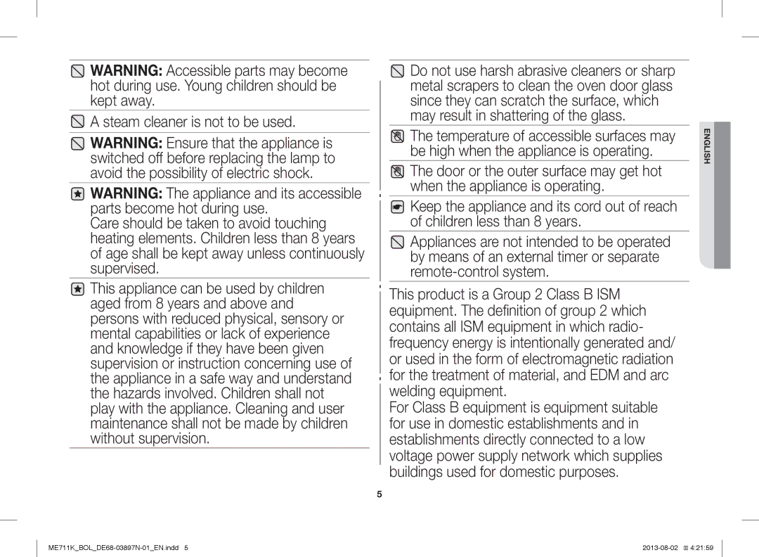 Samsung ME711K/ELE, ME711K/BOL, ME711K/XEO manual English 