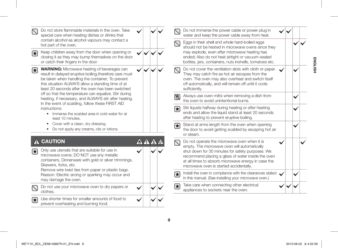 Samsung ME711K/BOL, ME711K/ELE, ME711K/XEO manual English 