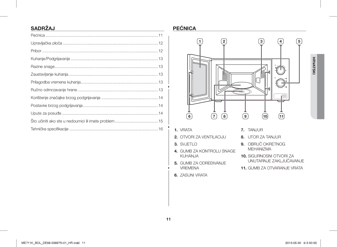 Samsung ME711K/ELE, ME711K/BOL, ME711K/XEO manual Sadržaj, Pećnica 