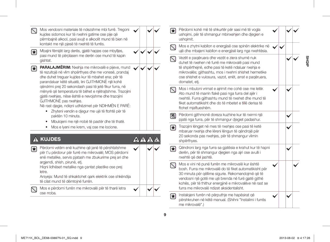 Samsung ME711K/BOL, ME711K/ELE, ME711K/XEO manual Kujdes 