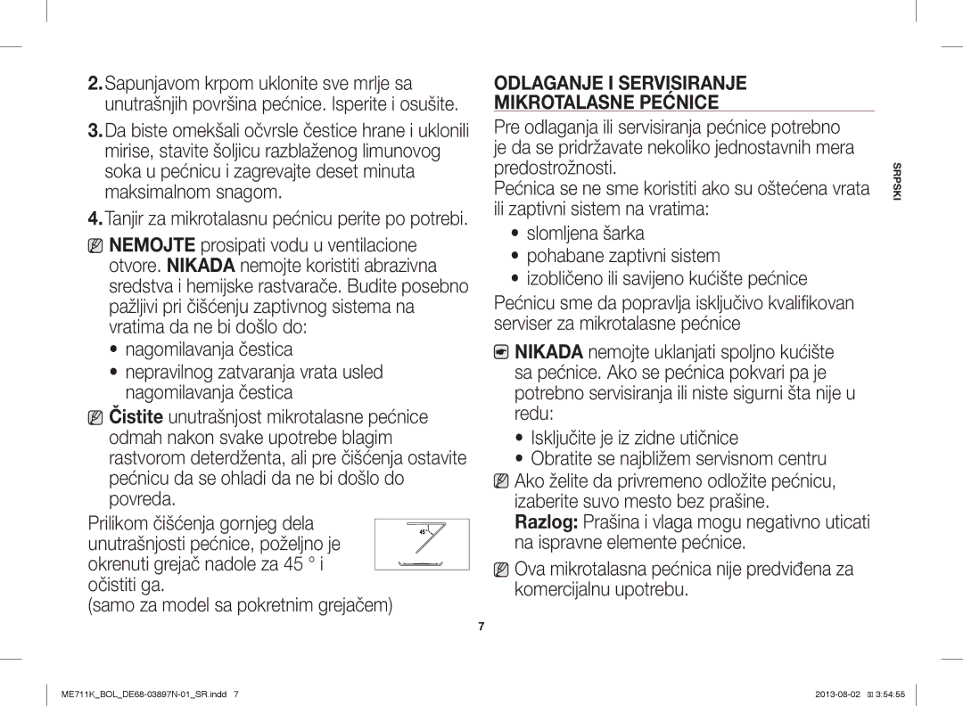 Samsung ME711K/ELE, ME711K/BOL, ME711K/XEO manual Odlaganje I Servisiranje, Mikrotalasne Pećnice 