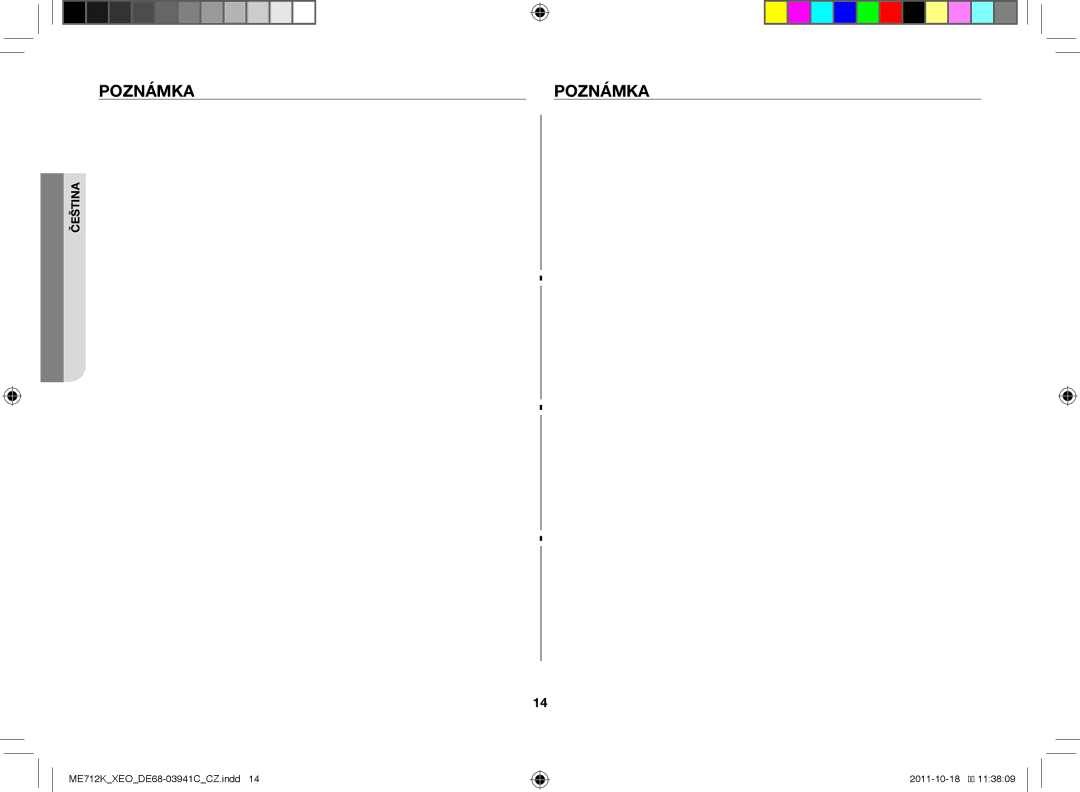 Samsung ME712K/XEO, ME711K/ELE, ME711K/XEO manual Poznámka 