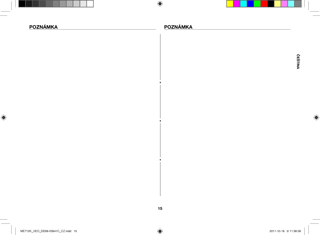 Samsung ME711K/ELE, ME711K/XEO, ME712K/XEO manual Poznámka 