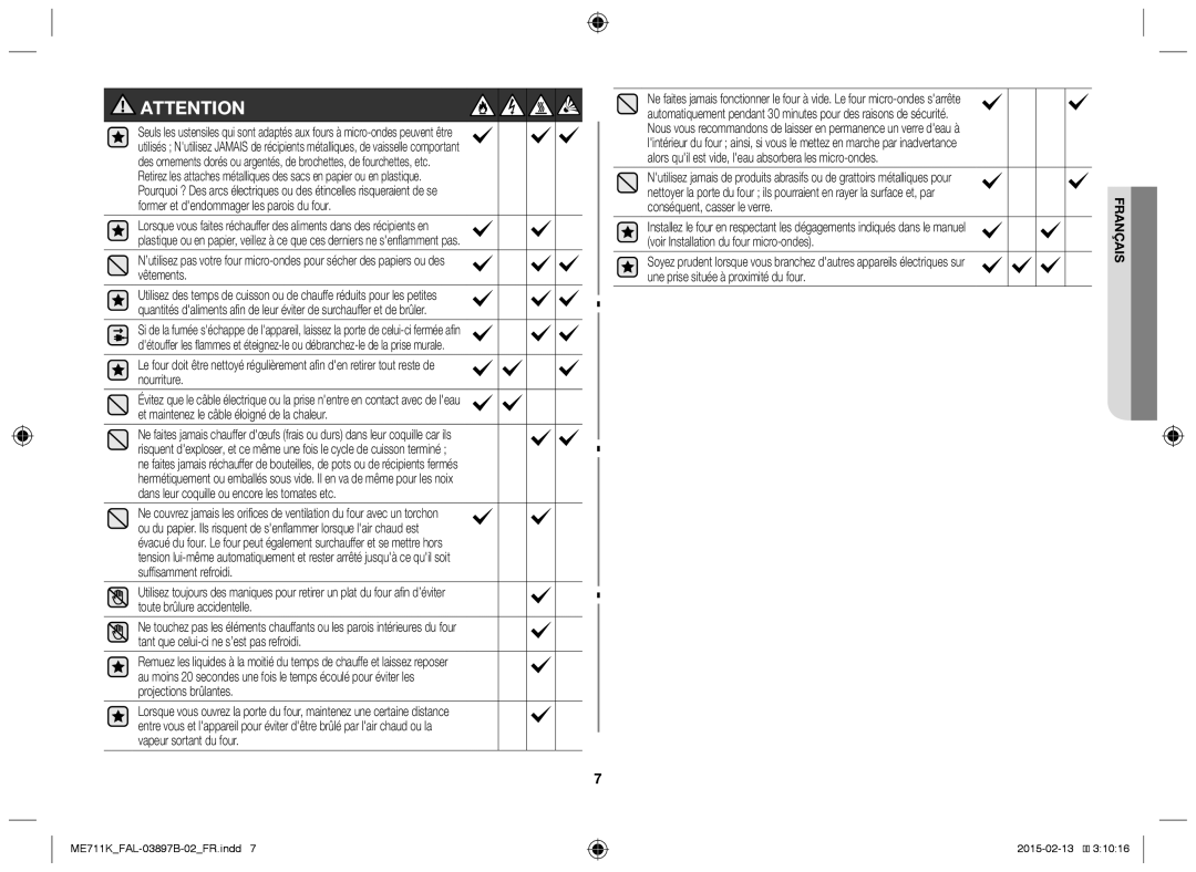 Samsung ME711K/FAL manual Conséquent, casser le verre 