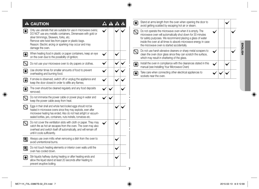 Samsung ME711K/FAL manual Do not use your microwave oven to dry papers or clothes 