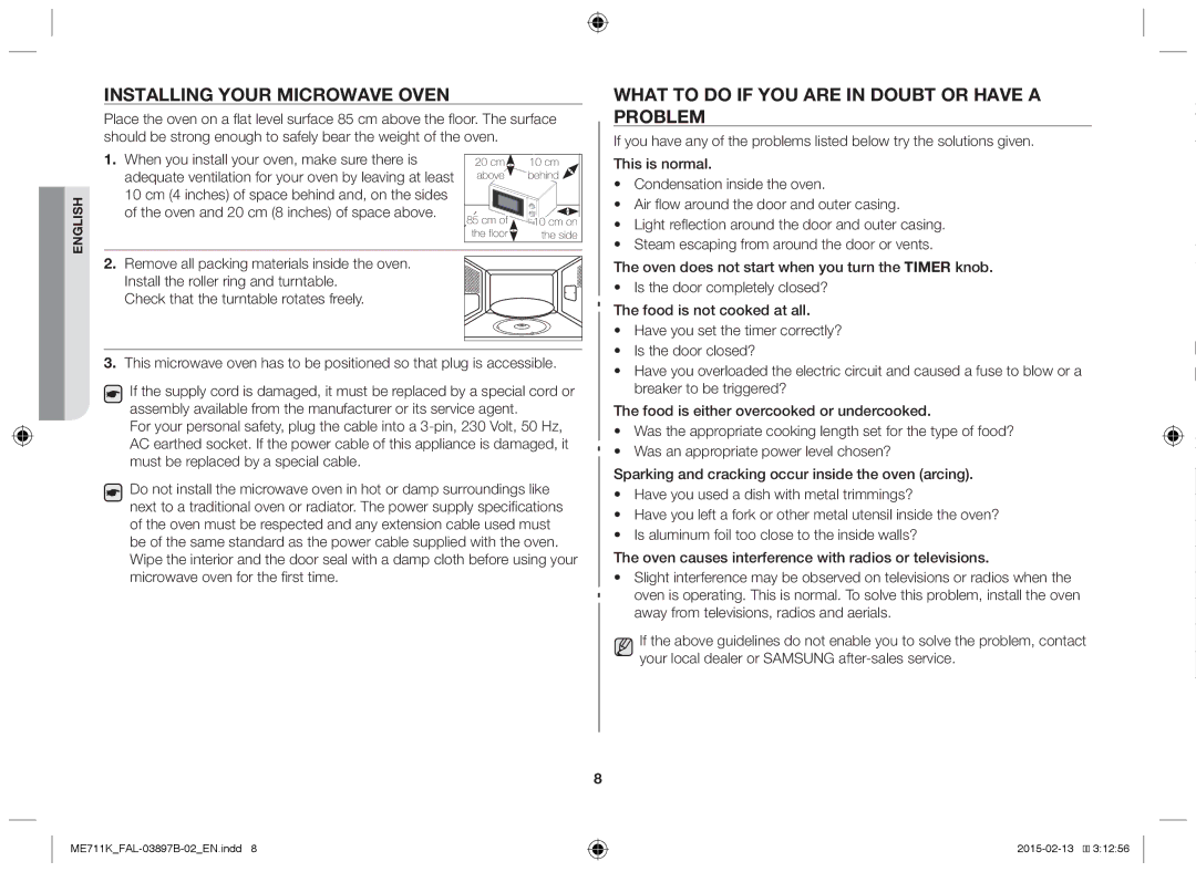 Samsung ME711K/FAL manual Installing your microwave oven, What to do if you are in doubt or have a problem 