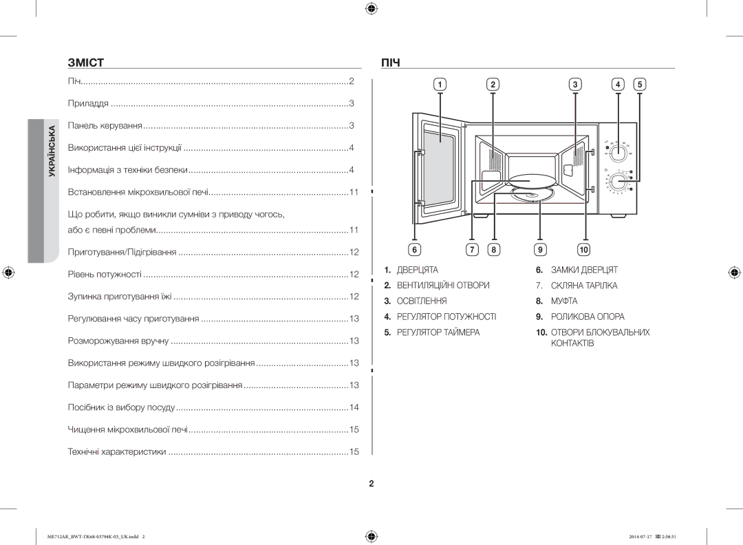 Samsung ME712AR/BWT manual Зміст, Піч, Що робити, якщо виникли сумніви з приводу чогось, Розморожування вручну 