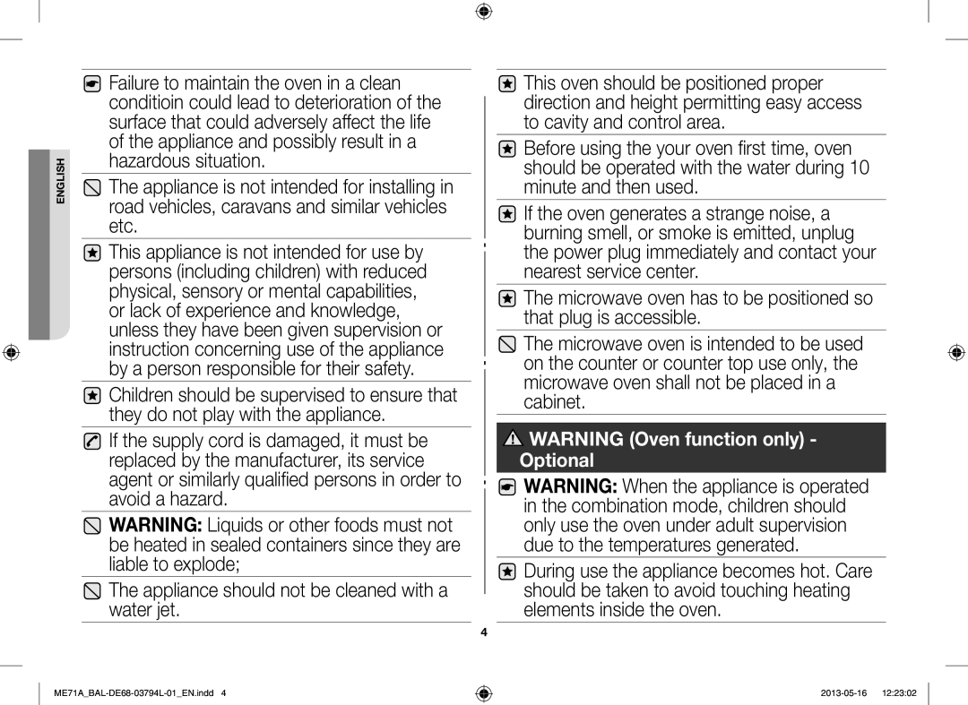 Samsung ME71A/BAL manual English 