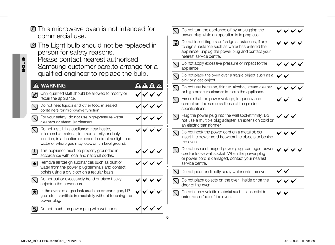 Samsung ME71A/BOL manual English 