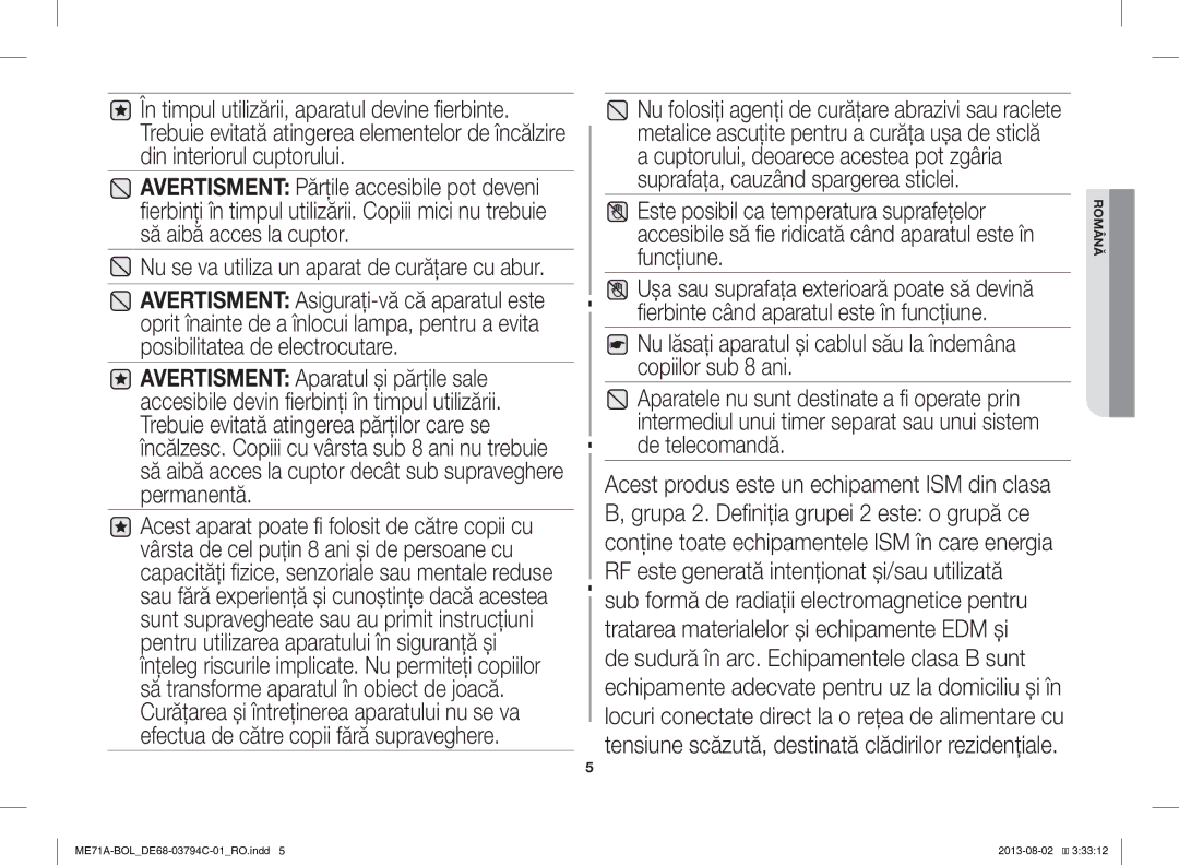 Samsung ME71A/BOL manual Română 