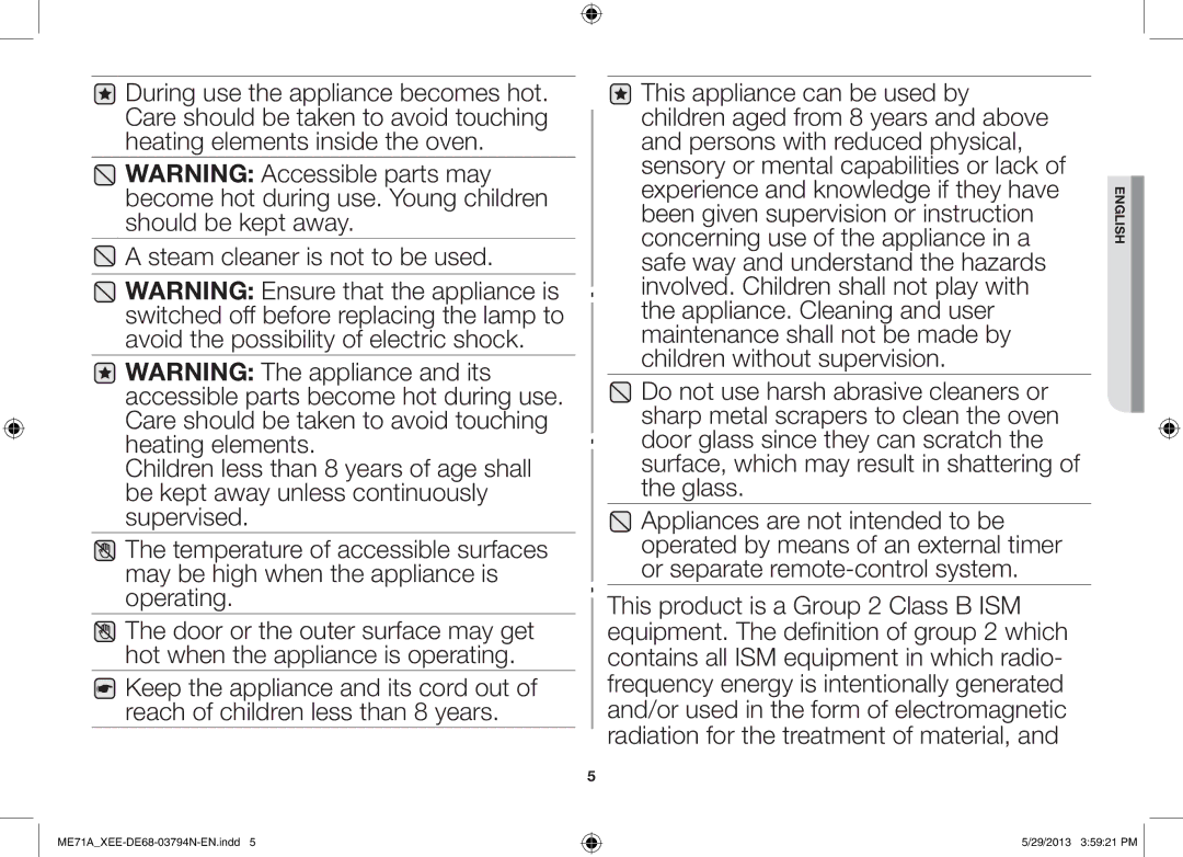 Samsung ME71A/XEE manual English 