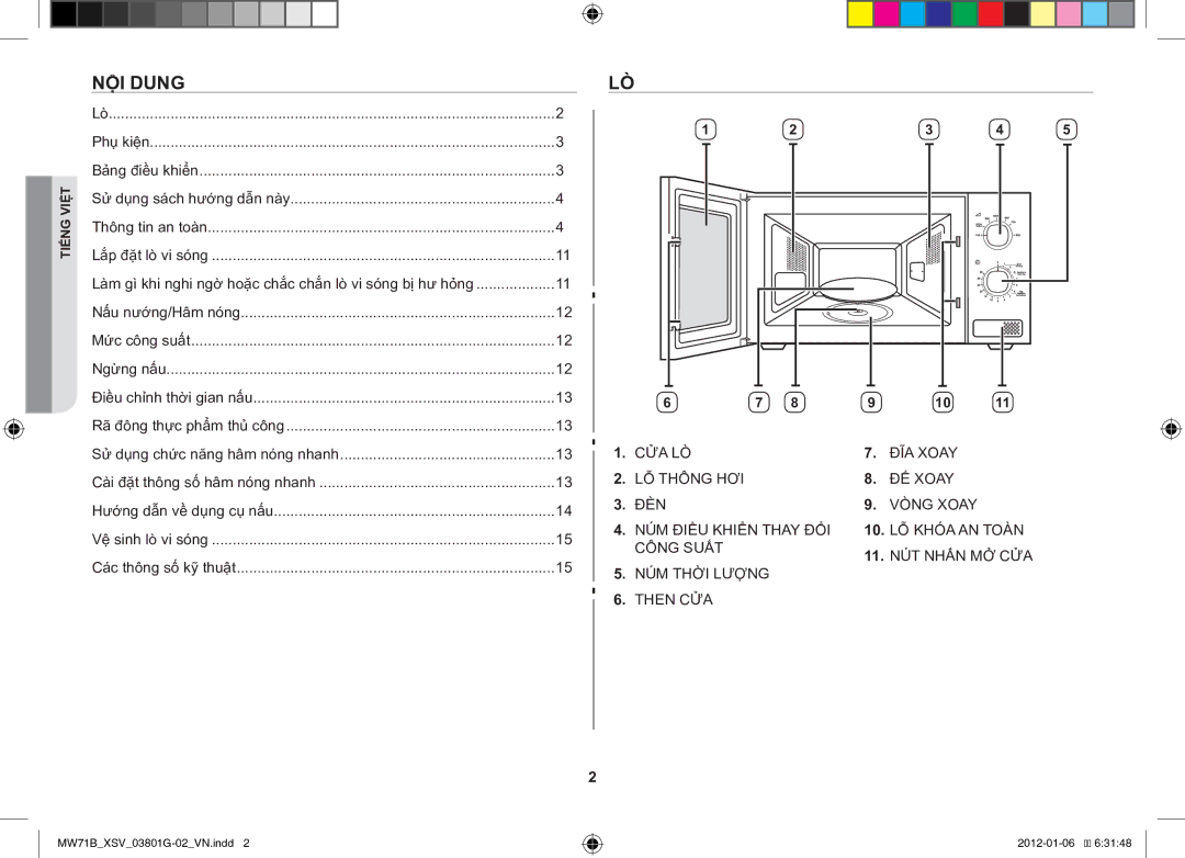 Samsung ME71B/XSV manual NỘI Dung 