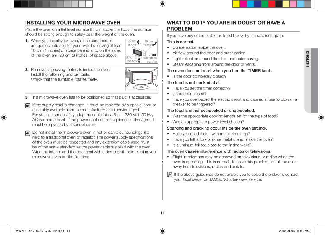 Samsung ME71B/XSV manual Installing Your Microwave Oven, What to do if YOU are in Doubt or have a Problem 