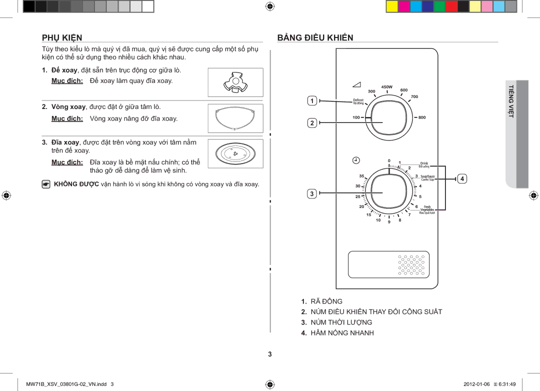 Samsung ME71B/XSV manual PHỤ Kiện, Bảng Điều Khiển 