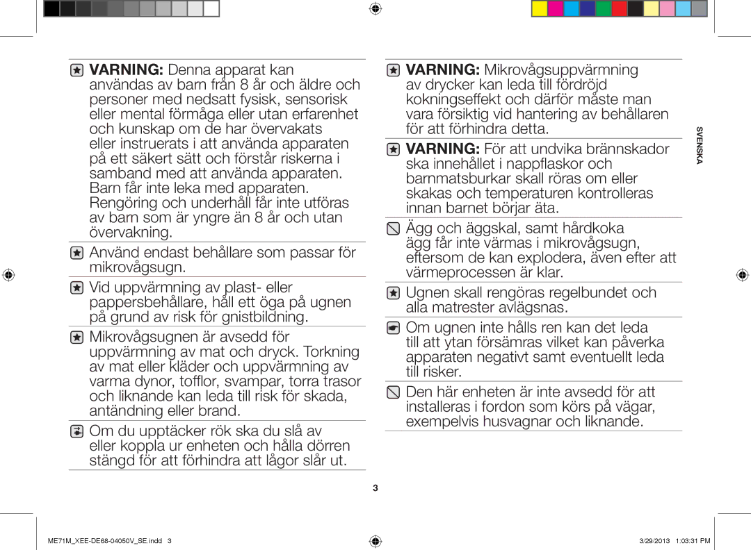 Samsung ME71M/XEE manual Svenska 