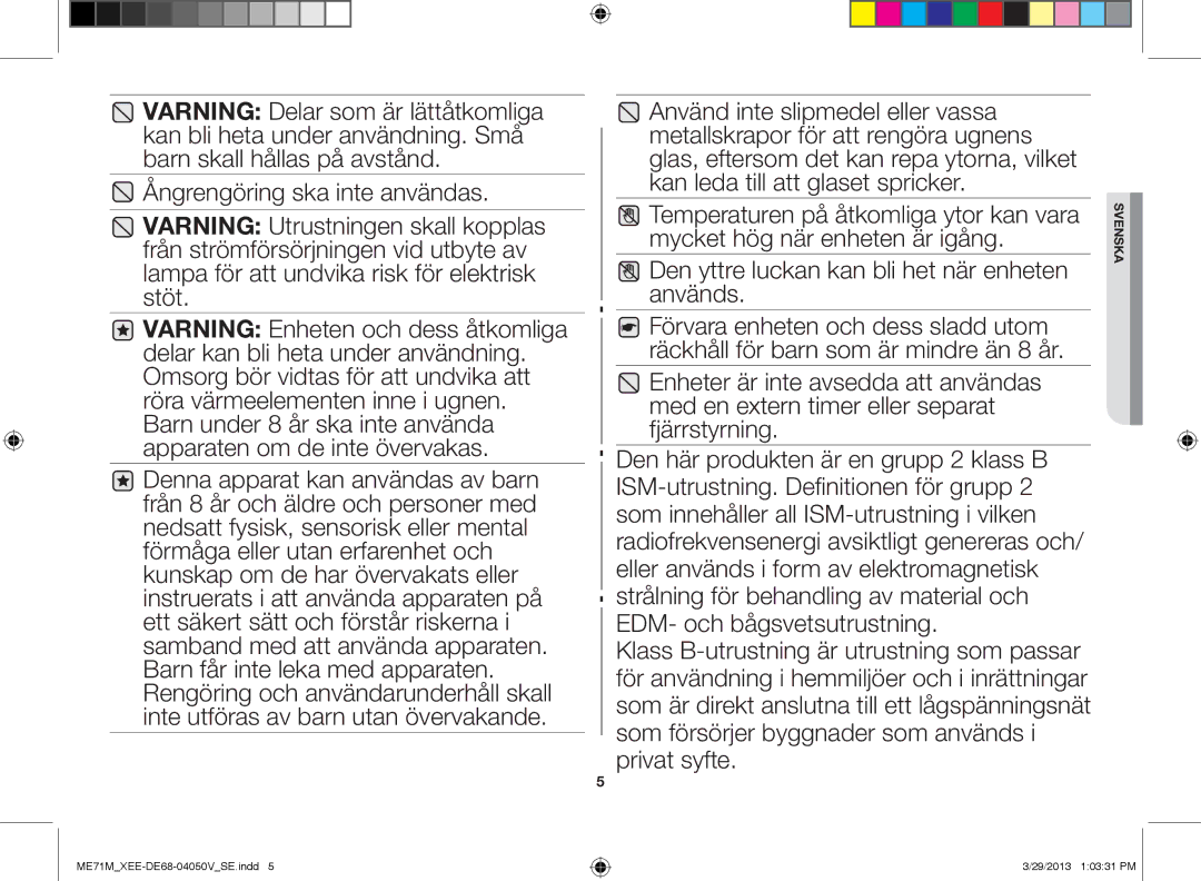 Samsung ME71M/XEE manual Svenska 