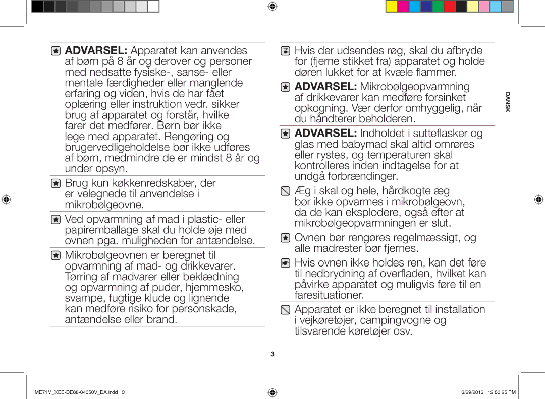 Samsung ME71M/XEE manual Dansk 