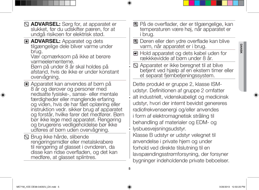 Samsung ME71M/XEE manual Lysbuesvejsningsudstyr 