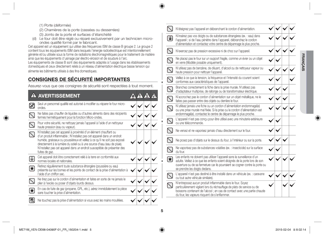 Samsung ME71M/XEN, ME71M/XEG Consignes de sécurité importantes, Alimente les bâtiments utilisés à des fins domestiques 