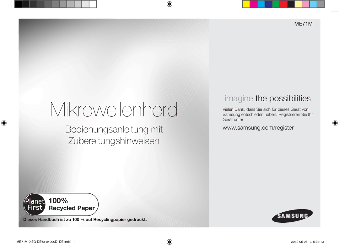 Samsung ME71M/XEG manual Mikrowellenherd 