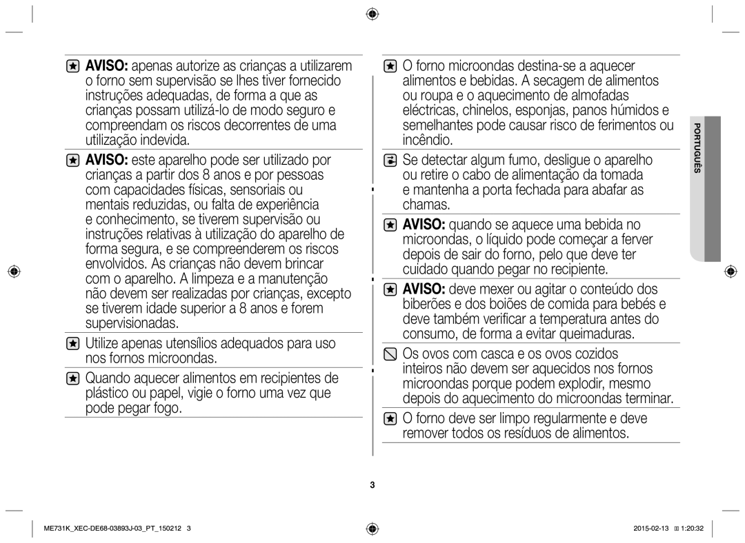 Samsung ME731K/XEC manual Português 