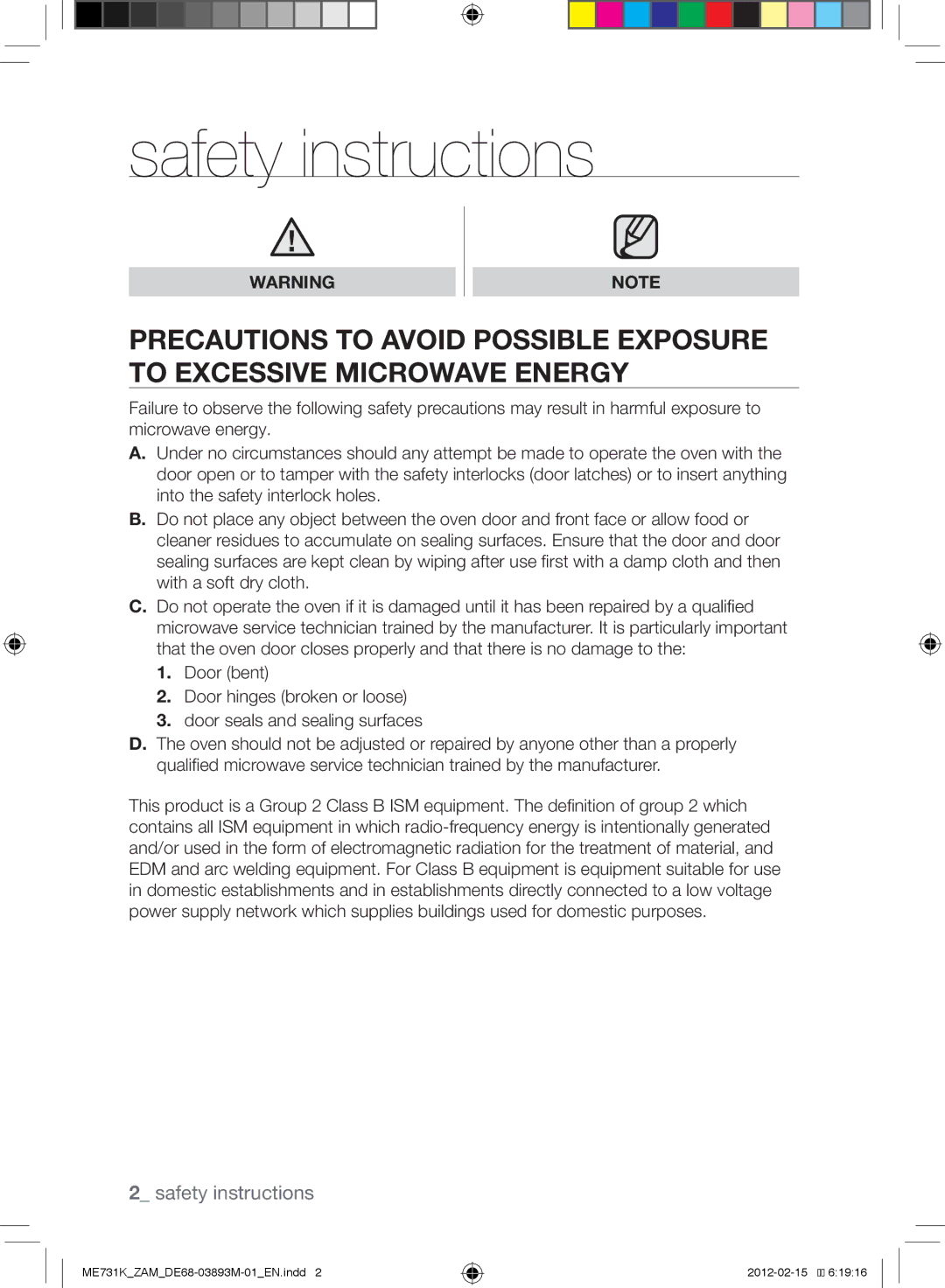 Samsung ME731K/ZAM manual Safety instructions 