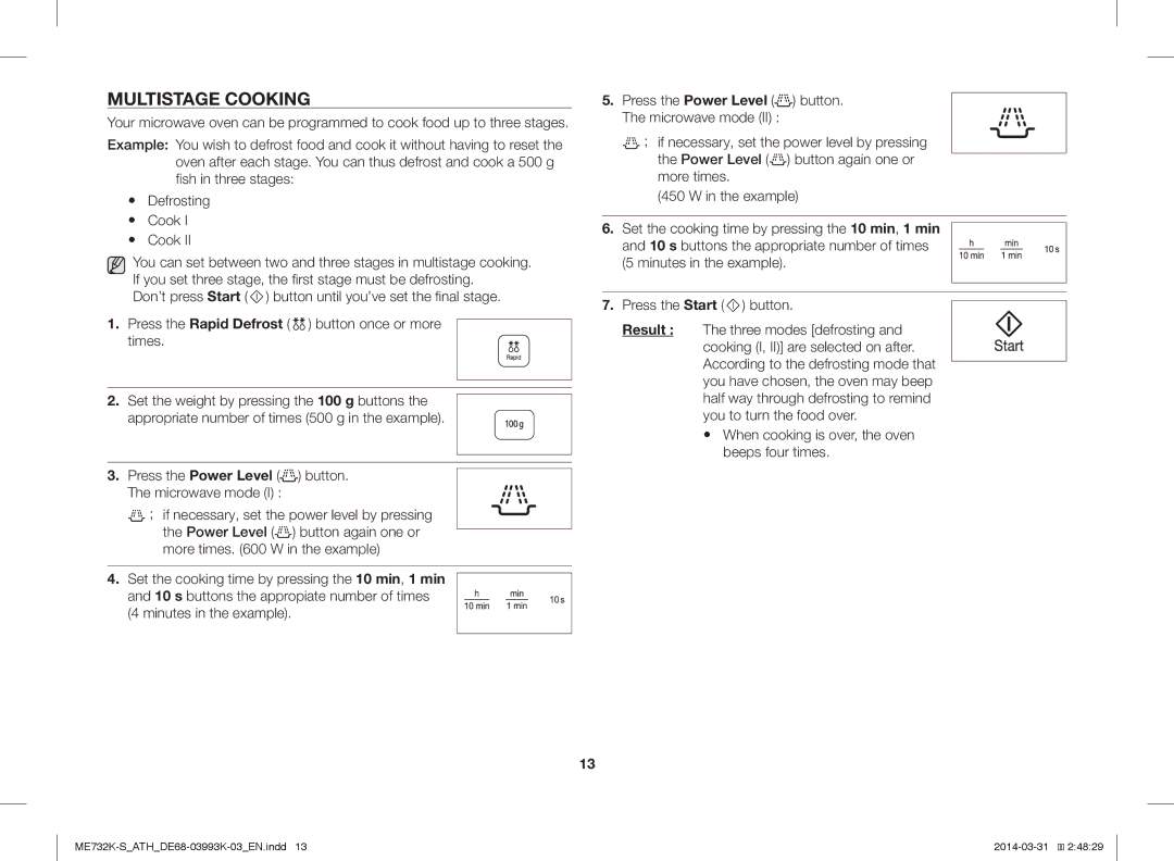 Samsung ME731K/ATH, ME732K-S/XEO, ME732K-S/ATH manual Multistage Cooking 