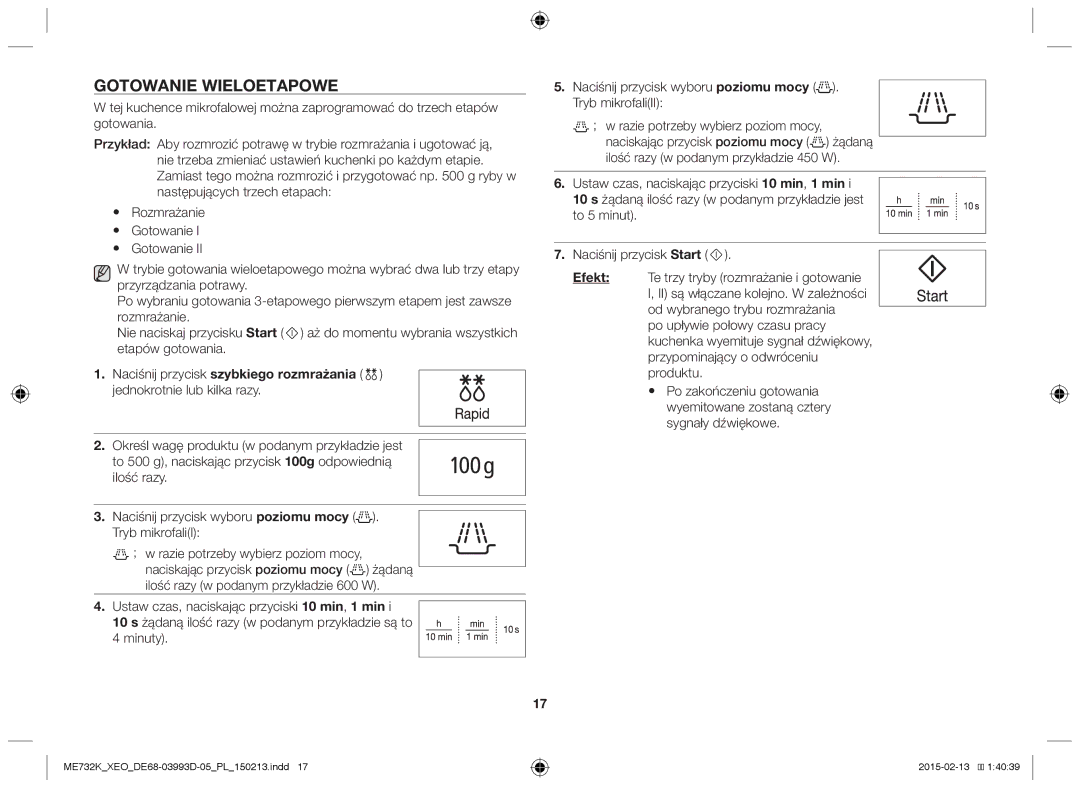 Samsung ME732K/XEO, ME732K/ELE, ME732K/AND, ME732K-S/XEO, ME732K-S/ATH manual Gotowanie wieloetapowe 