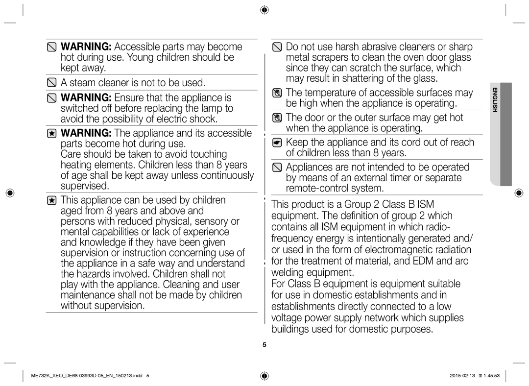 Samsung ME732K/ELE, ME732K/AND, ME732K/XEO, ME732K-S/XEO, ME732K-S/ATH manual English 