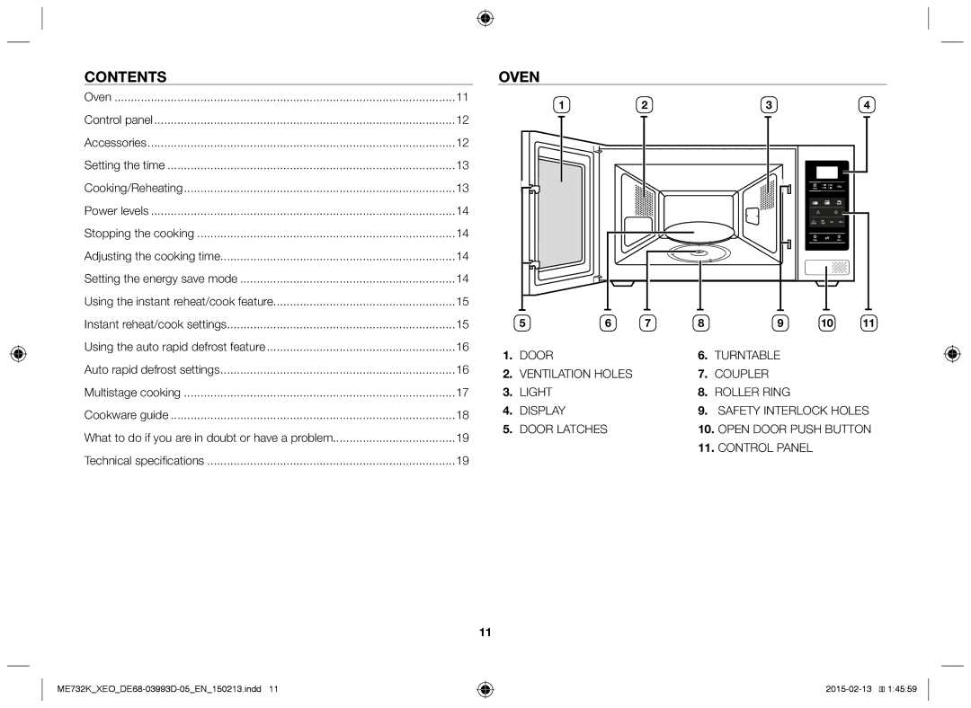 Samsung ME732K/AND, ME732K/ELE, ME732K/XEO, ME732K-S/XEO, ME732K-S/ATH manual Contents, Oven 