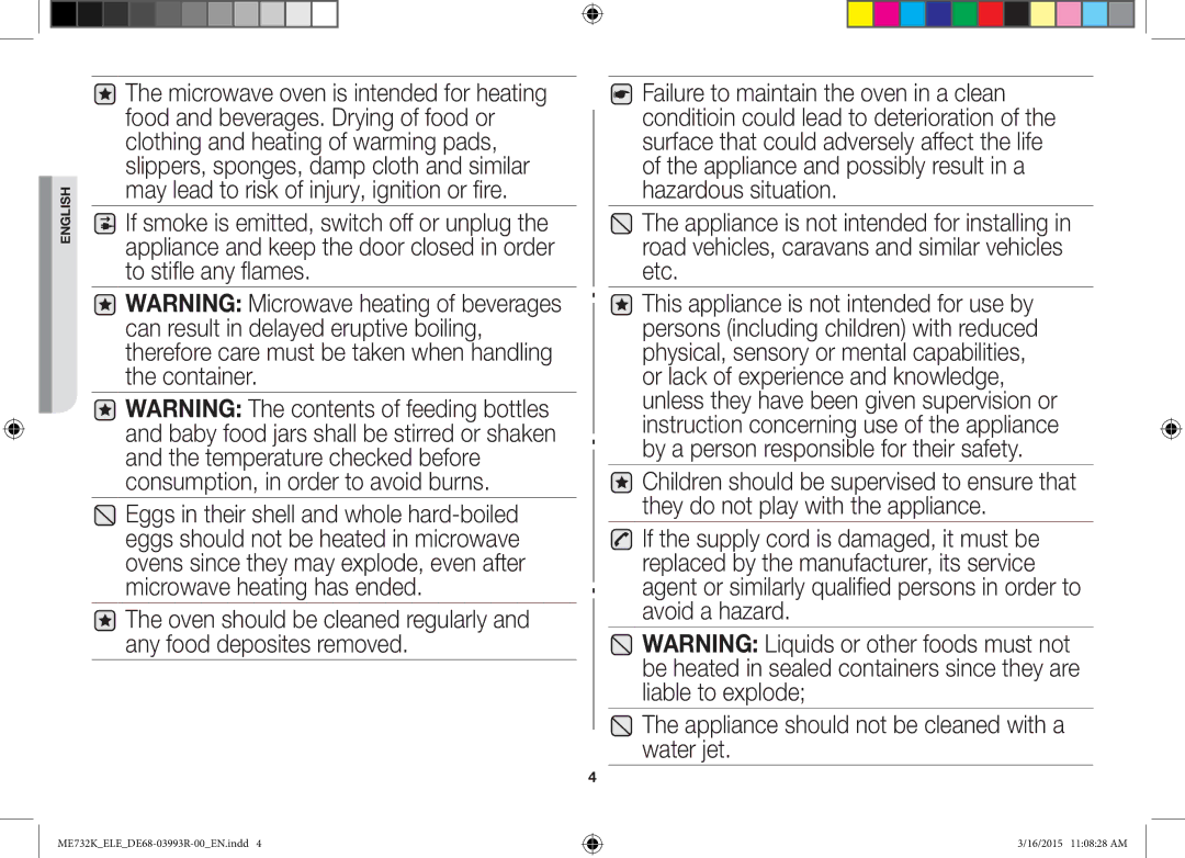 Samsung ME732K/ELE, ME732K/AND, ME732K/XEO manual English 