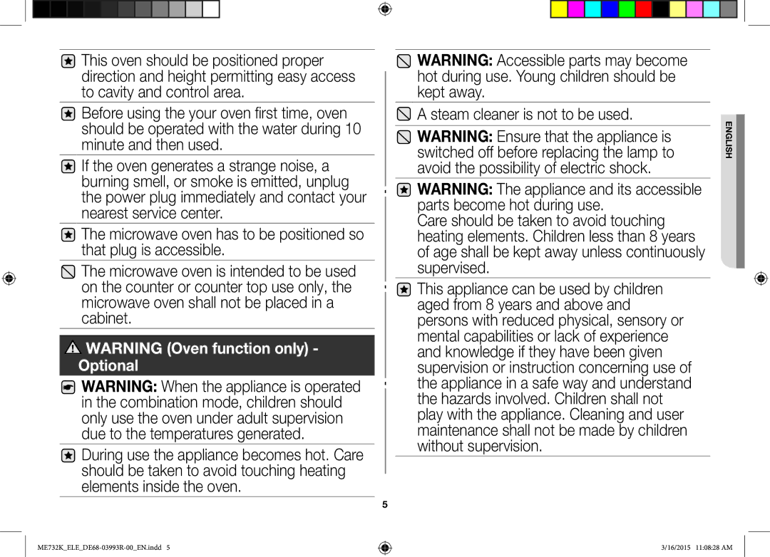 Samsung ME732K/AND, ME732K/ELE, ME732K/XEO manual English 