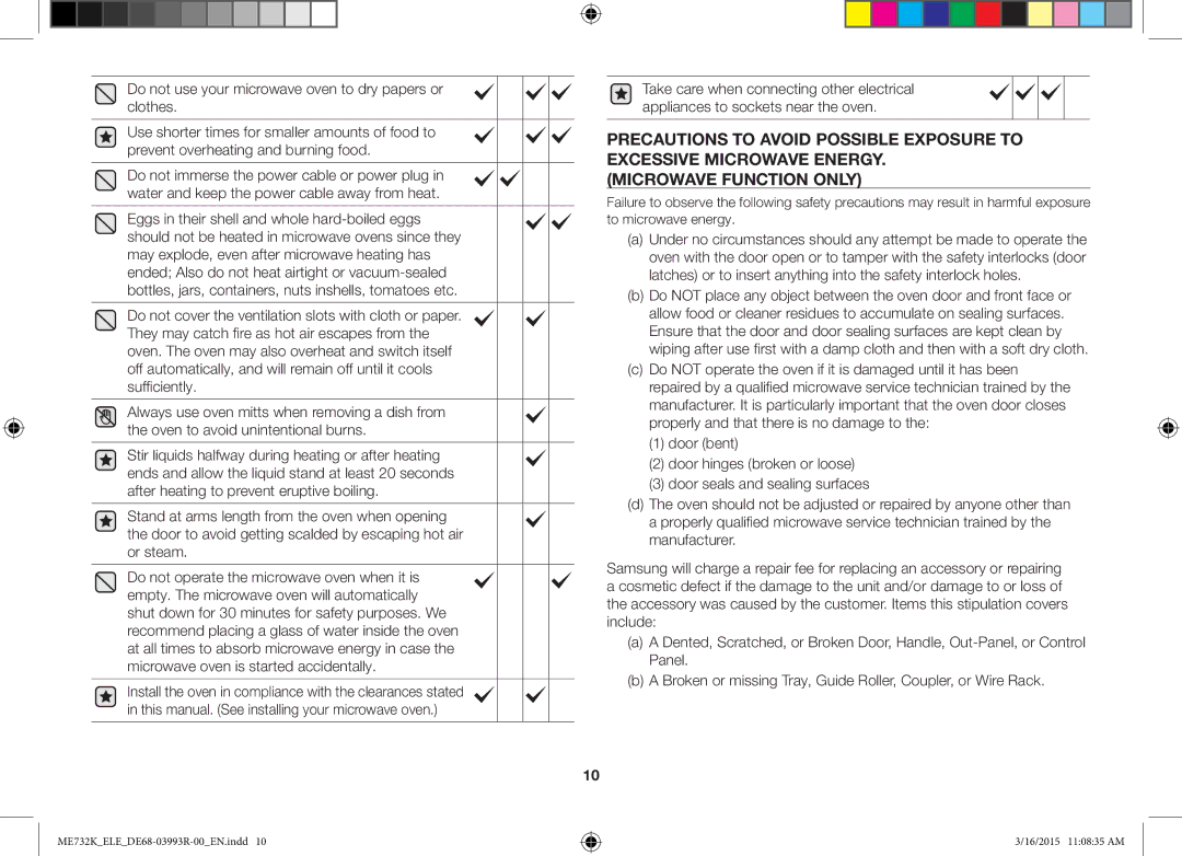 Samsung ME732K/ELE, ME732K/AND, ME732K/XEO manual ME732KELEDE68-03993R-00EN.indd 16/2015 110835 AM 