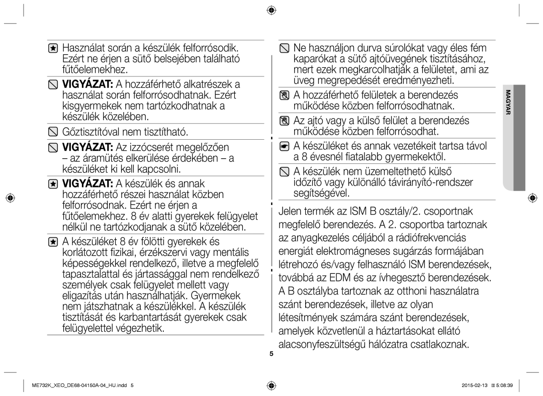 Samsung ME731K/XEO, ME733K/XEG manual Magyar 