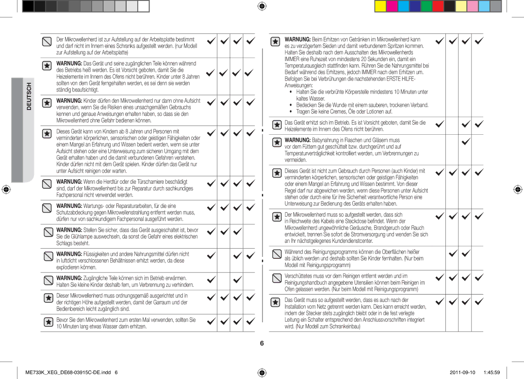 Samsung ME733K/XEG manual Deutsch 