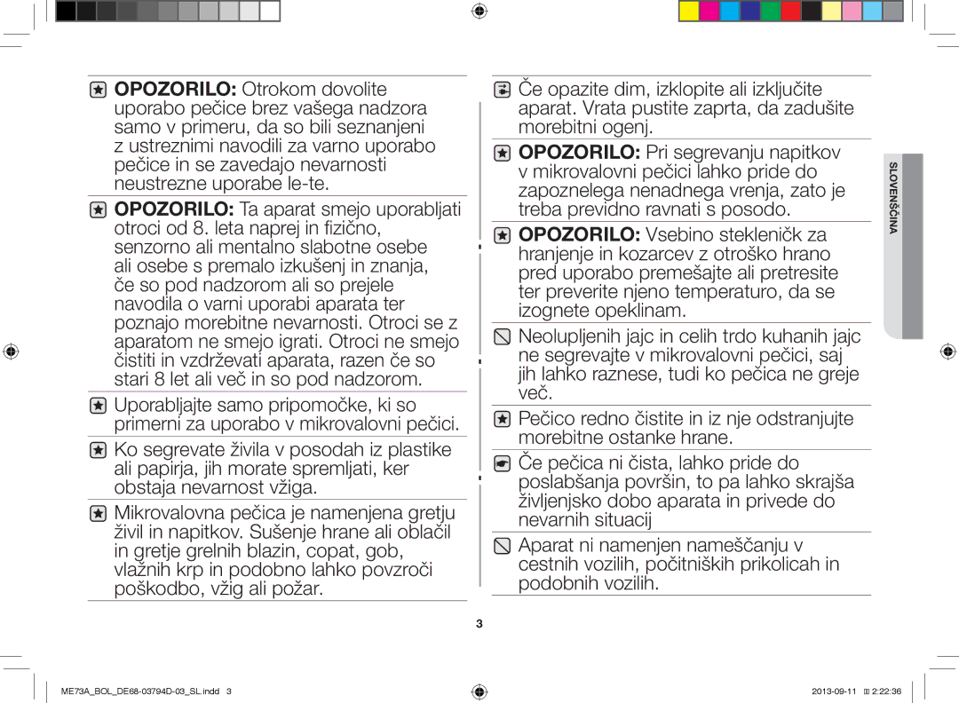 Samsung ME73A/XEO, ME73A/BOL manual Slovenščina 