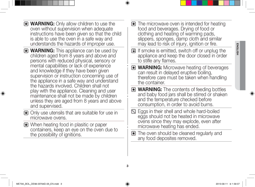 Samsung ME73A/XEO, ME73A/BOL manual English 