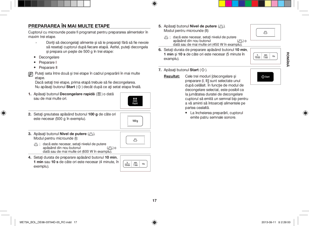 Samsung ME73A/XEO, ME73A/BOL manual Prepararea ÎN MAI Multe Etape 