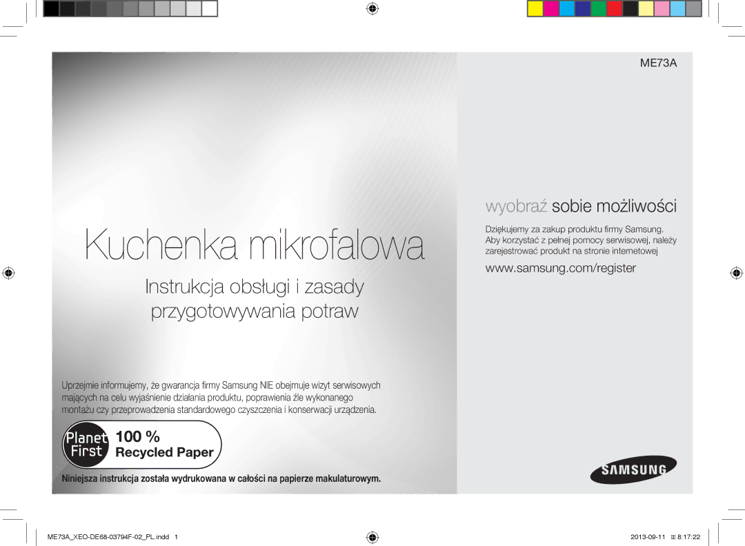 Samsung ME73A/XEO manual Kuchenka mikrofalowa 