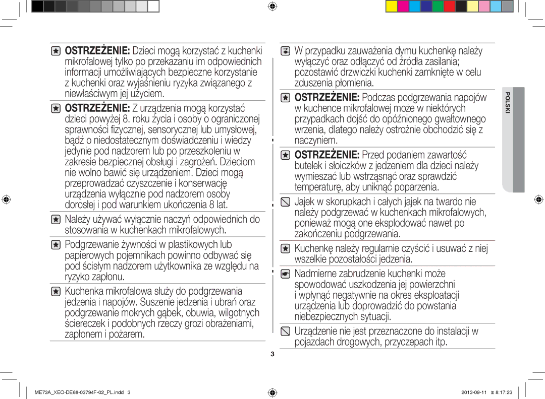 Samsung ME73A/XEO, ME73A/BOL manual Polski 