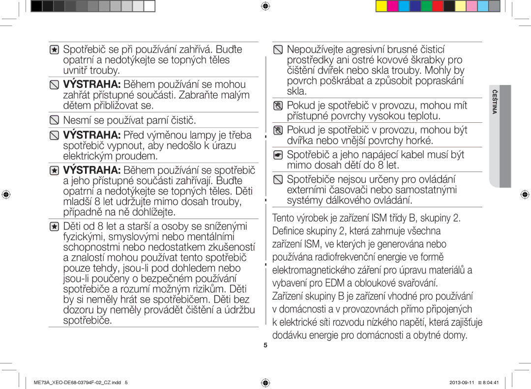 Samsung ME73A/XEO, ME73A/BOL manual Povrch poškrábat a způsobit popraskání Skla 