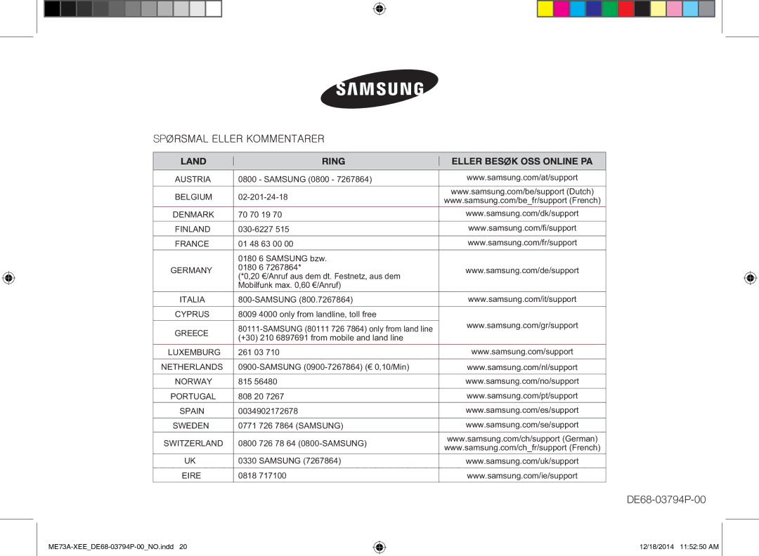 Samsung ME73A/XEE manual 02-201-24-18 