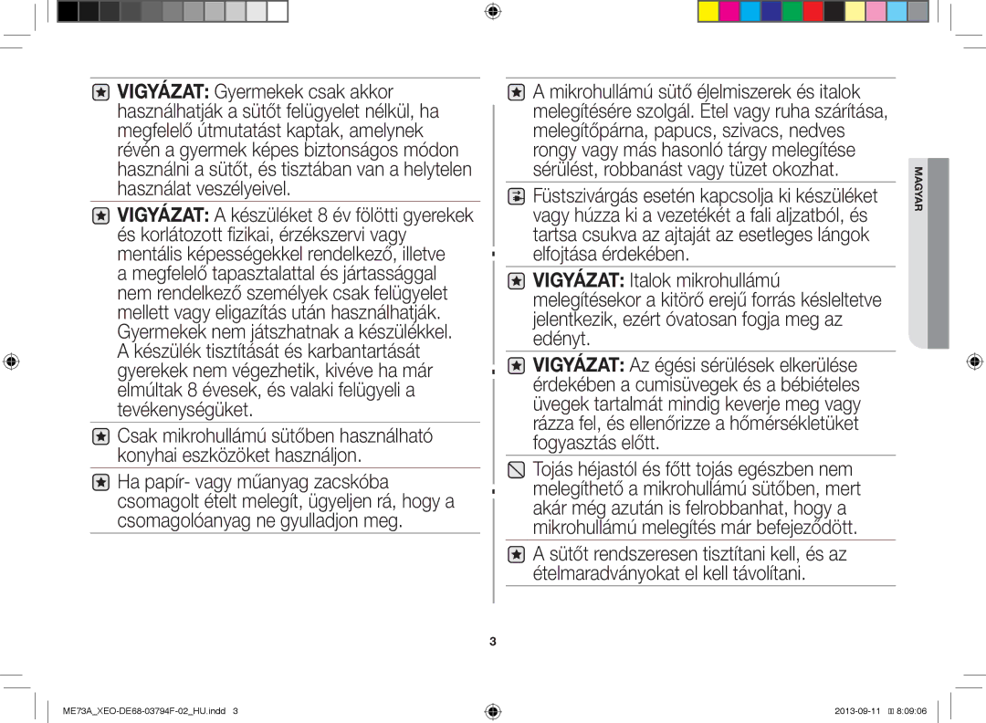 Samsung ME73A/XEO manual Magyar 